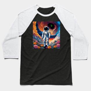 Trippy Astronaut Dreamscape – Cosmic Odyssey 10 Baseball T-Shirt